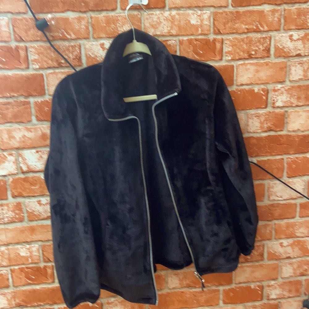 Fuzzy black zip-up